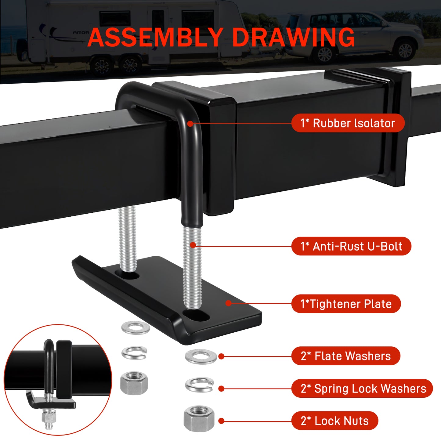 BOYISEN Anti Rattle Hitch Tightener - No Rattle Noise Hitch Clamp for 1.25” inch Trailer Hitches,Rust-Free Hitch Stabilizer,Reduce Movement on Hitch Mount Hitch Cargo Carrier Bike Rack
