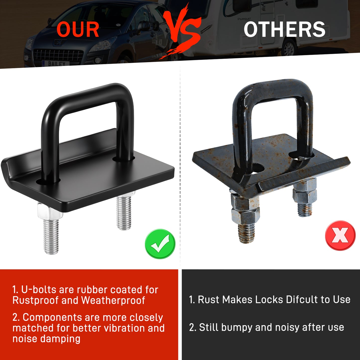 BOYISEN Anti Rattle Hitch Tightener - No Rattle Noise Hitch Clamp for 1.25” inch Trailer Hitches,Rust-Free Hitch Stabilizer,Reduce Movement on Hitch Mount Hitch Cargo Carrier Bike Rack