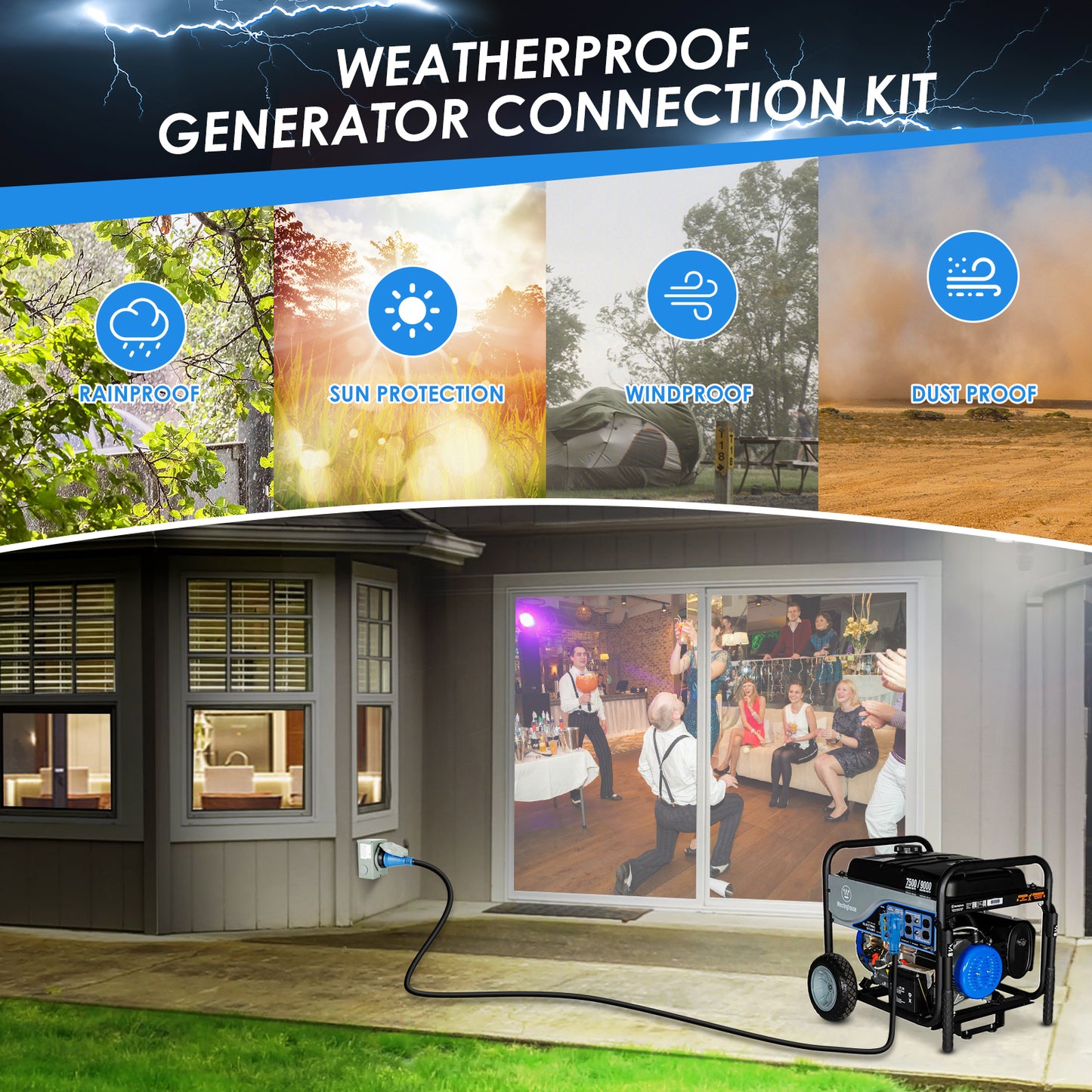 BOYISEN 50 Amp Generator Inlet Box and Generator Power Cord, ETL Listed Generator Inlet Box 50 Amp Kit, Pre-Drilled NEMA SS2-50P 50 Amp Generator Inlet Box with NEMA 14-50P / SS2-50R Cord