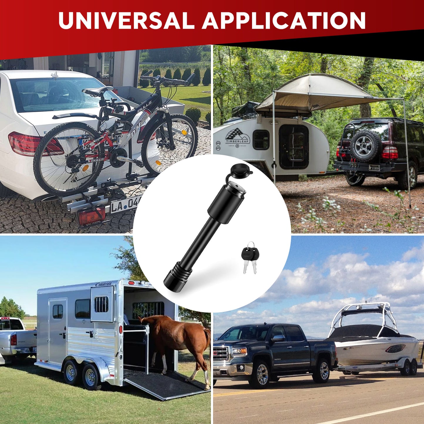 BOYISEN Trailer Hitch Pin Lock - Locking Hitch Pin with 5/8" Pin for Class III/IV/V 2&2.5" Hitches, Hitch Lock Pin with O-Rings for RVs Trailer Truck Car Boat Bike, Weatherproof Anti-Theft