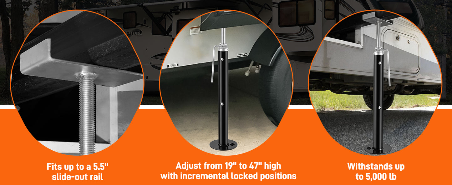 BOYISEN Slide Out Support Jacks - 19”-47” Adjustable Height RV Slide Out Stabilizers for Camper Travel Trailer, Support 5,000lbs