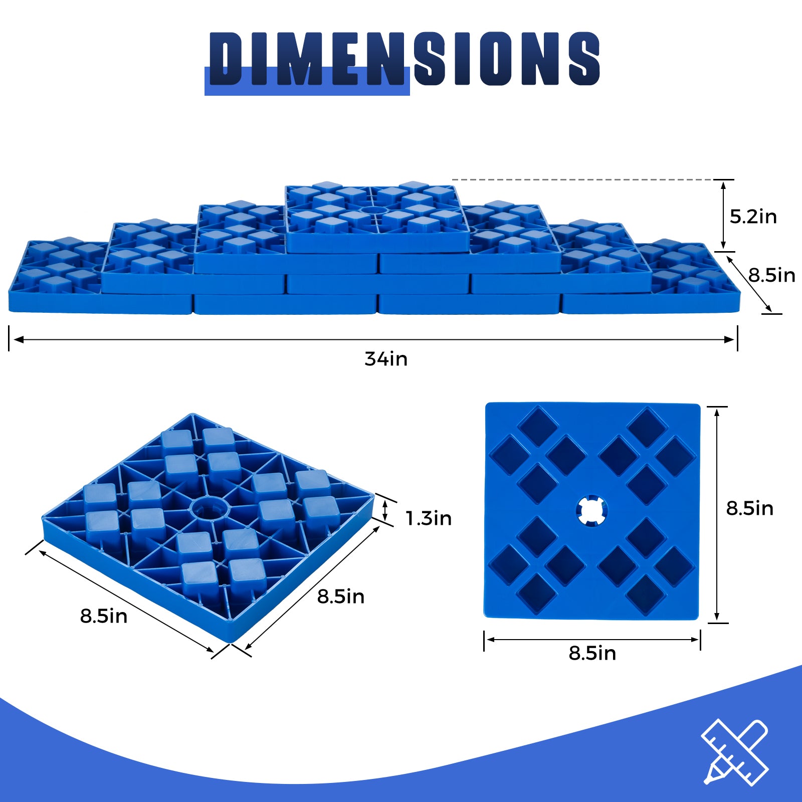 BOYISEN RV Leveling Blocks 10 Pack, Heavy Duty Camper Leveling Blocks