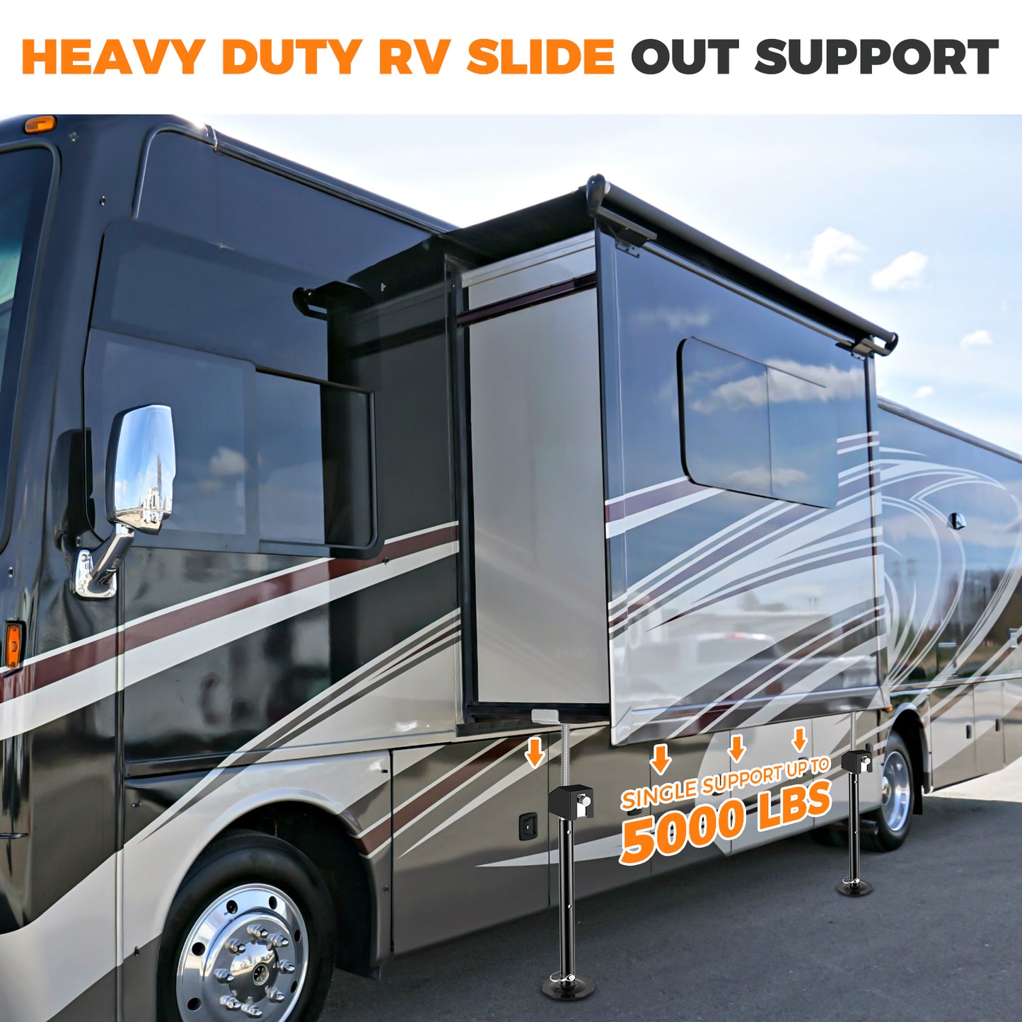 BOYISEN RV Slide Out Support Jacks 20"-49" Height Adjustable by Power Drill or Handle, Heavy Duty Camper Slideout Stabilizer Jacks Supports up to 5000lbs