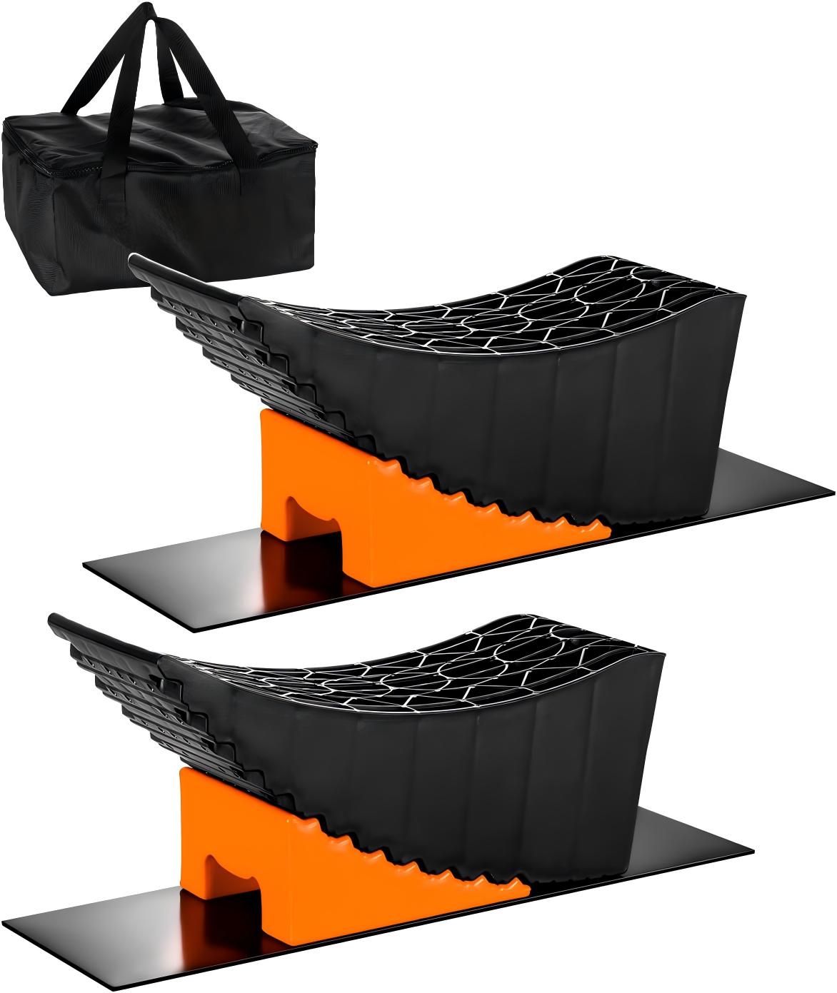 BOYISEN Large Camper Leveler, RV Leveling Blocks Ramp Kit, Up to 6 inch Increment Up to 35,000lbs, RV Leveler with Levelers, Chocks, Anti-Slip Mats and Carrying Bag