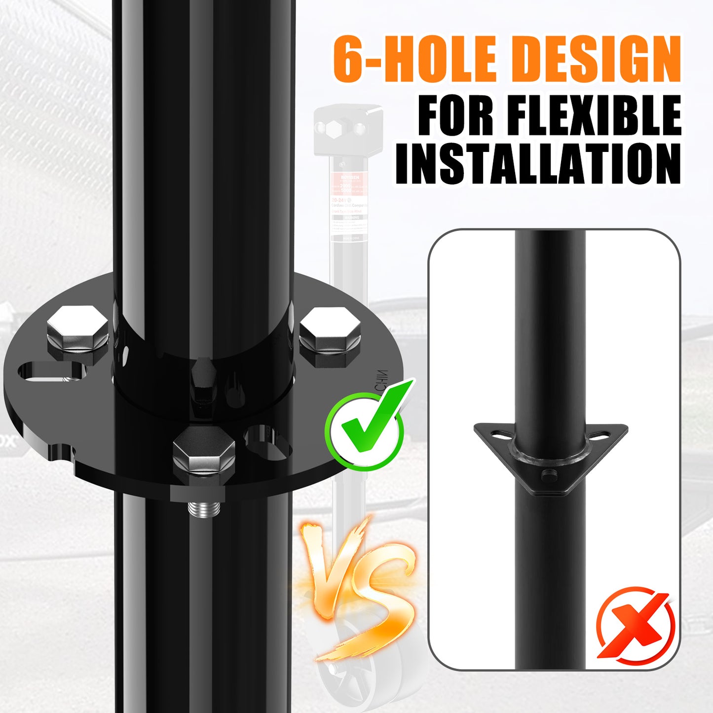 Upgraded 2-in-1 A-Frame Trailer Jack, Switch Between 5000lbs Foot Plate & 2000 lbs Dual-Wheel, 20-24V Cordless Drill Compatible, 14" Lift, Heavy-Duty Trailer Jack for RV, Utility, Boat